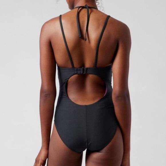 Athleta Keyhole One Piece Swimsuit Black Size MT Medium Tall UPF 50 Bathing Suit - Picture 7 of 14